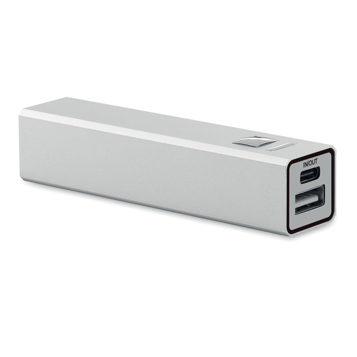Powerbank promotionnel 2600mAh Poweraluc Argent mat
